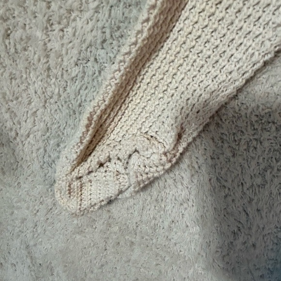 Free People Moonshine V Neck Sweater Top Size Medium Thermal Cream Oversized - Picture 4 of 10